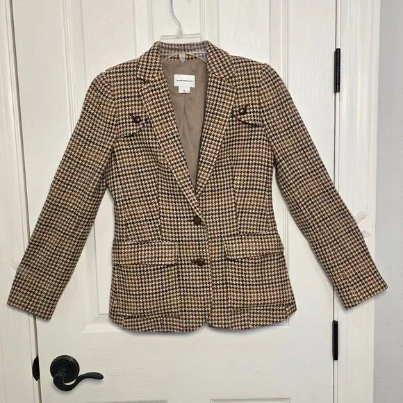 Club Monaco Brown Houndstooth Blazer
